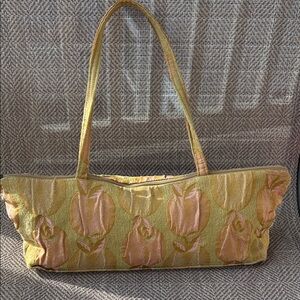 MARUCA Vintage Gold, green and Pink tapestry fruit printed vintage Bag.